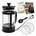 French Press Coffee Maker Bundle ~ 34 Oz (8 4oz.cups), Stainless Steel Components, Double Filter, Borosilicate Glass, 5 FREE Bonuses, Best Coffee Press Pot