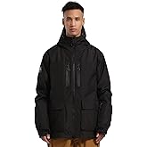 GSOU SNOW Men's Ski Jacket Snowboard Snow Coat Waterproof Windproof Insulated Winter Mountain Outdoor Sports Fixed Hooded