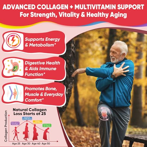 Collagen Peptide Gummies for Women & Men Sugar-Free, Multi Collagen Hydrolyzed w/ 1500mg Protein Type I,II,III,V,X, 5000mcg Biotin, Methylated B12, Vitamin C A E D3 B6 for Skin Hair Nails, Bone, 60Cts