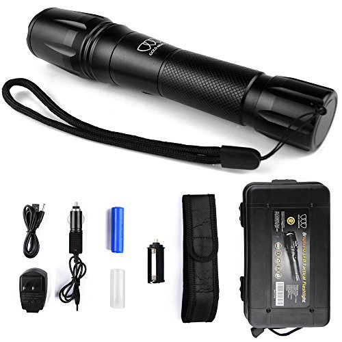 LED Tactical Flashlight, Brightest Flashlight Torch Light 1600Lumens, LED Tactical Flash light High Powered, Zoomable, Holster, Waterproof for Emergency Camping