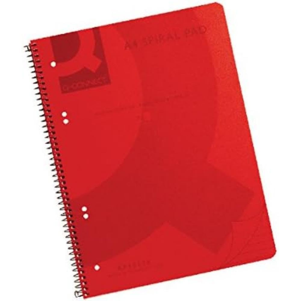 Q-Connect A4 Spiral Bound Polypropylene Notebook, 160 Pages, Red, Pack of 5