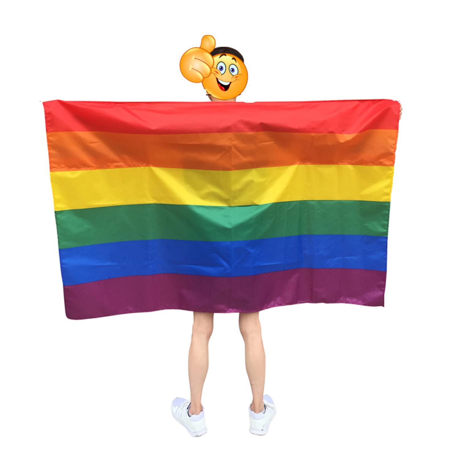 5x3ft Rainbow Flag Cape 6 Stripes Gay Pride LGBT Flag Party Costume Cloak Multi-color Lesbian Gay Pride Wearable Fancy Dress Accessories for LGBTQ Events Parade Festival Celebration Party Decor