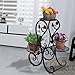 Decorative Black Metal Scrollwork & Leaf Design 3 Tier Potted Plant Stand/Flower Pot Holder Display