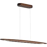 YISDESIGN Wood Linear Pendant Hanging Light Fixture Minimalist Light Linear Chandelier Wood Kitchen Island Lighting 40w Dimma