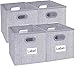 Homyfort Cloth Storage Bins, Foldable Cubes Box Basket Organizer Container Drawers with Dual Plastic Handles for Closet, Bedroom, Toys,Set of 4 Light Grey 13