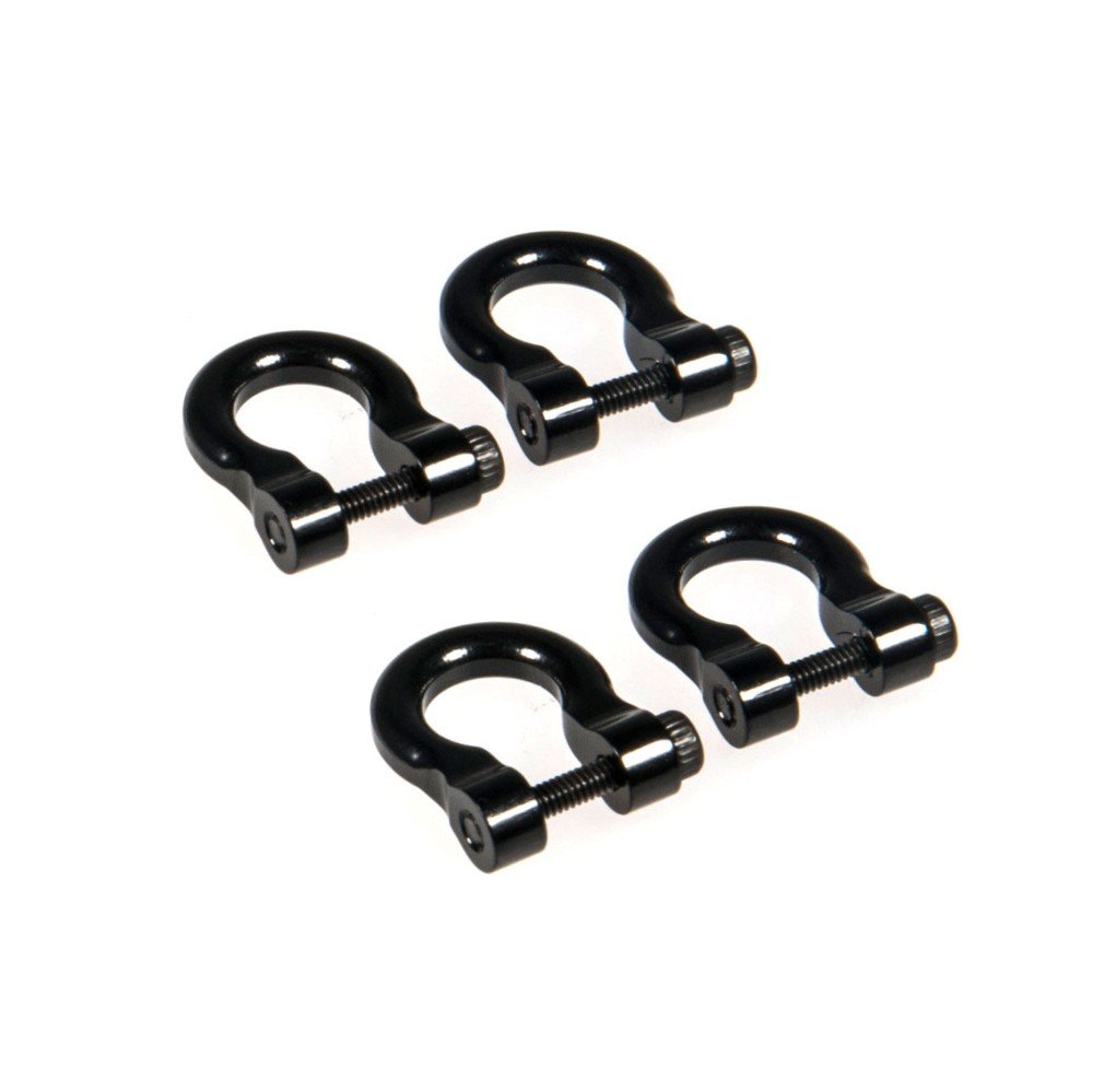 XUNJIAJIE 2 Pairs Aluminum Metal D-Ring Tow Shackle for Traxxas TRX-4 1/10 RC Crawler Car (Black)