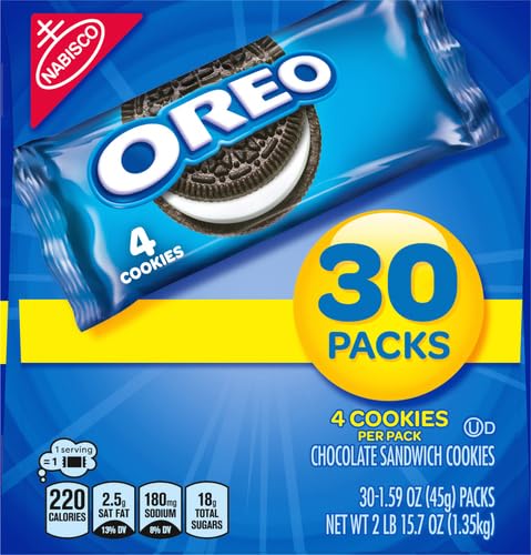 OREO CHOCOLATE SANDWICH COOKIES, 30 SNACK PACKS (4 COOKIES PER PACK)
