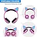 [Upgraded Version]Cat Ear Kids Headphones USB Rechargeable&LED Light Up Foldable Over Ear Headphones Headsets for Girls,Boys,Compatible for iPad,Kids Tablet (01Old Pink)