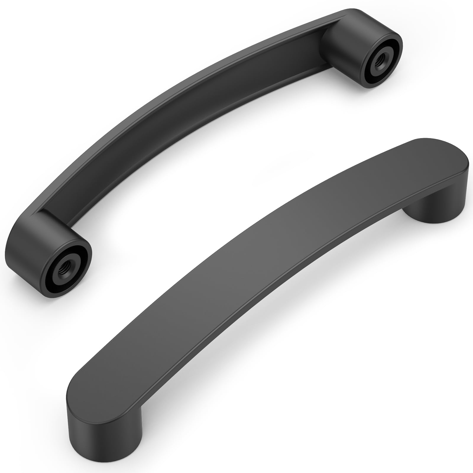 FURNIWARE Pack of 10 Black Cabinet Handles, Drawer Pulls 128mm(5 Inch) Hole Center, Modern Kitchen and Bathroom Cabinet Hardware