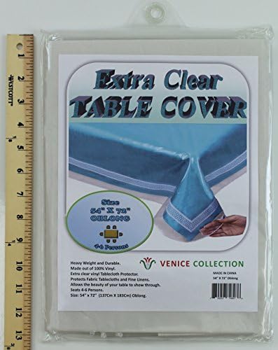Venice Collection Extra Clear and Durable Heavy Weight Tablecloth Protector 100% Vinyl 54" X 72" Oblong