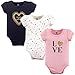 Hudson Baby Unisex Baby Cotton Bodysuits, Love 3 Pack, 9-12 Months