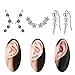 BAMOER New Arrival 925 Sterling Silver Antique Black Daisy Flowers Crawler Earrings for Women Teen Girls Thanksgiving Christmas Day Gifts (Black Flowers)