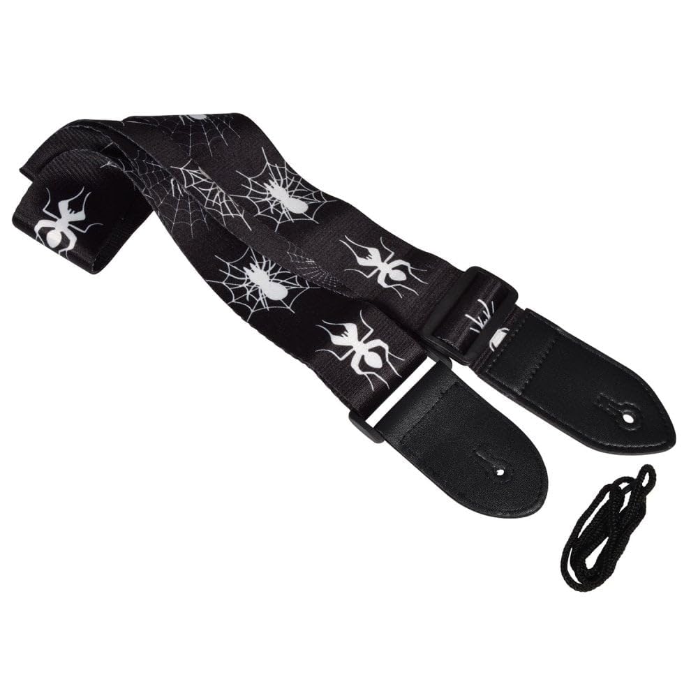 Chord | Fully Adjustable White Spider Print Design Guitar Strap