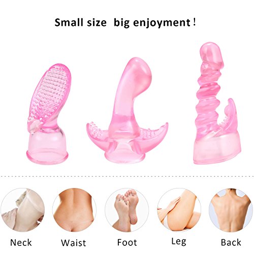 L’aise Vie Magic Wand Attachment for L’aise Vie V1 Wand Massager Vibrator and Other Medium Vibrating Bullet-Pack of 3 Different Design TPE Material Attachment Pink
