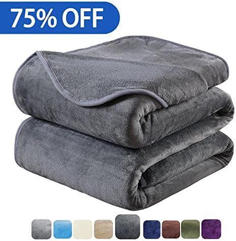 HOZY Soft Blanket Travel Size Fleece Warm Fuzzy Throw Blankets For The Bed Sofa Lightweight 350GSM Dark Grey 50" 61"