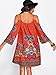 DDSOL Women's Bohemian Ethnic Spaghetti Sundress Cold Shoulder 3/4 Sleeve Beach Short Dress A-Orange