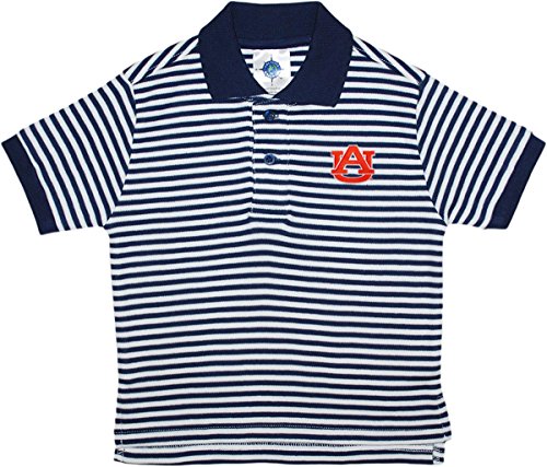 University of Auburn Tigers Stiped Polo Shirt by Creative Knitwear,Navy,3T