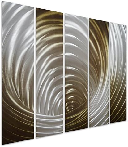 Pure Art Vortex in Bronze - Abstract Metal Wall Art Decor - Bronze Hanging Sculpture of 5 Small Panels - Modern Decoration Design of 34" x 24"