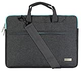 MOSISO Laptop Shoulder Bag Compatible 13-13.3 Inch MacBook Pro, MacBook Air, Notebook, Polyester Briefcase Handbag Sleeve Case Cover with Back Belt for Trolly Case, Gray