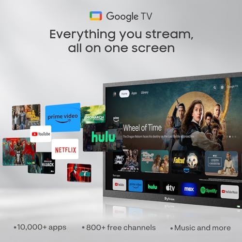 SYLVOX 32" Outdoor TV, 1080P FHD Smart TV, 1500 Nits Full Sun Readable, IP55 Waterproof Television for Balcony Terrace Yard, Built-in Google Cast, Voice Remote & Dual Speakers (2025, Pool SE)
