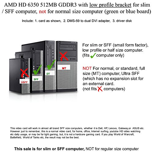 Epic IT Service - AMD Radeon HD 6350 512MB graphics card (half size bracket, dual DVI), fits slim / SFF size computer