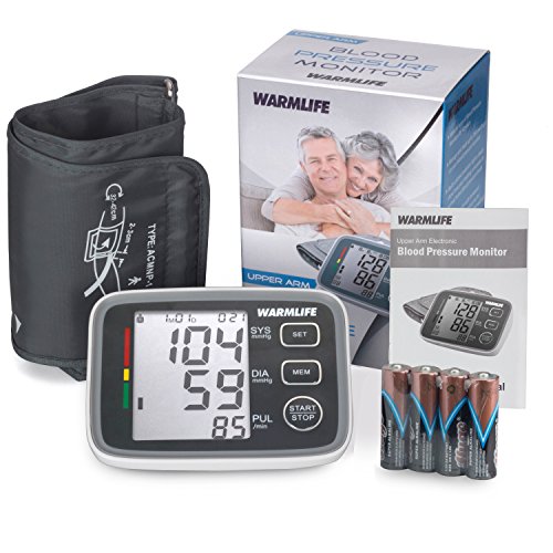 WARMLIFE Accurate Automatic Upper Arm Blood Pressure Monitor Digital BP Machine Pulse Rate Monitoring Meter with 8.8-14.1in Cuff Kit,180 Records Two Users,Display&Talking Wire/Wireless– FDA Approved