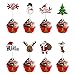 Amosfun 72PCS Christmas Cupcake Toppers,11x5cm Cake Decoration Santa Claus Tree Snowman Sock Candy Theme Party Cake Toppers Picks Christmas Decoration Supplies