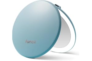 Fancii Taylor Rechargeable Compact Makeup Mirror with LED Lights, 10x /1x Magnifying, 3 Light Settings, Large 5” Wide | Travel Mirror for Purses (Soft Sky)