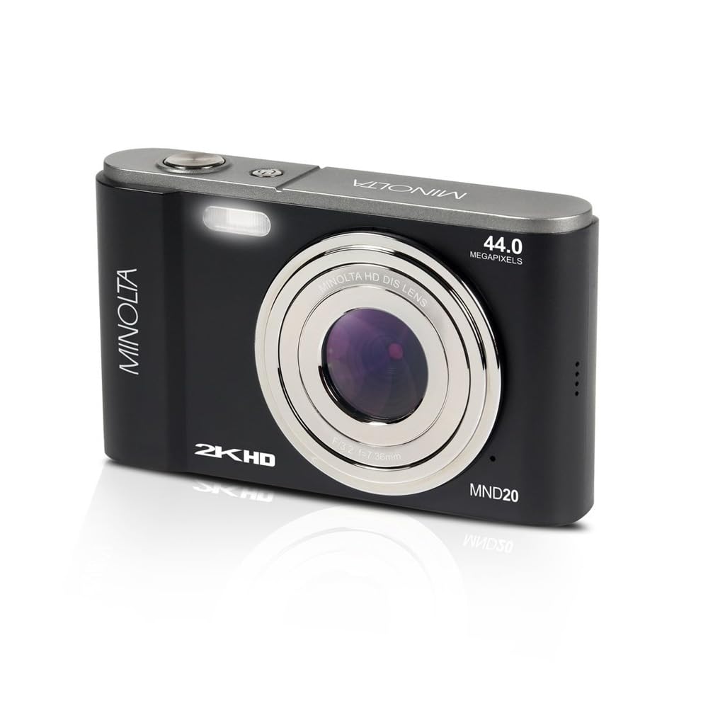 Minolta MND20 44MP Digital Camera – 2.7K Ultra HD Video, 16X Digital Zoom, Anti-Shake Stabilization, Time Lapse, Face Detection, 2.9-inch LCD Display – Lightweight Compact Camera (Black)