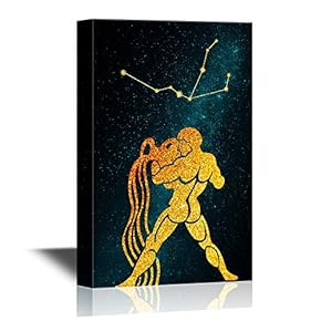 Constellation Canvas Wall Art - Aquarius - Gallery Wrap Modern Home Art | Ready to Hang - 12x18 inches