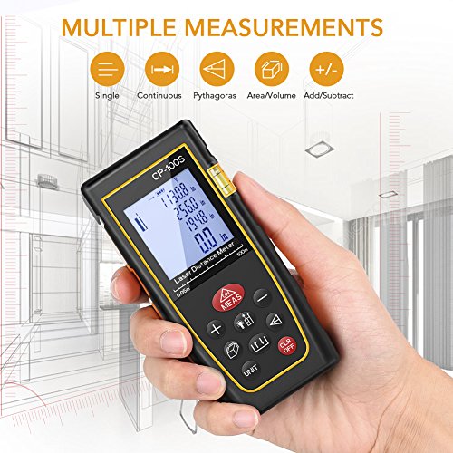 Laser Measure, 328 ft 100m Fnova Laser Distance Measure Splash Proof/Dust Proof Portable Measuring Tool for Distance, Volume, Pythagorean Mode, ±1mm Accuracy, 20 Measurements, Laser Distance Meter