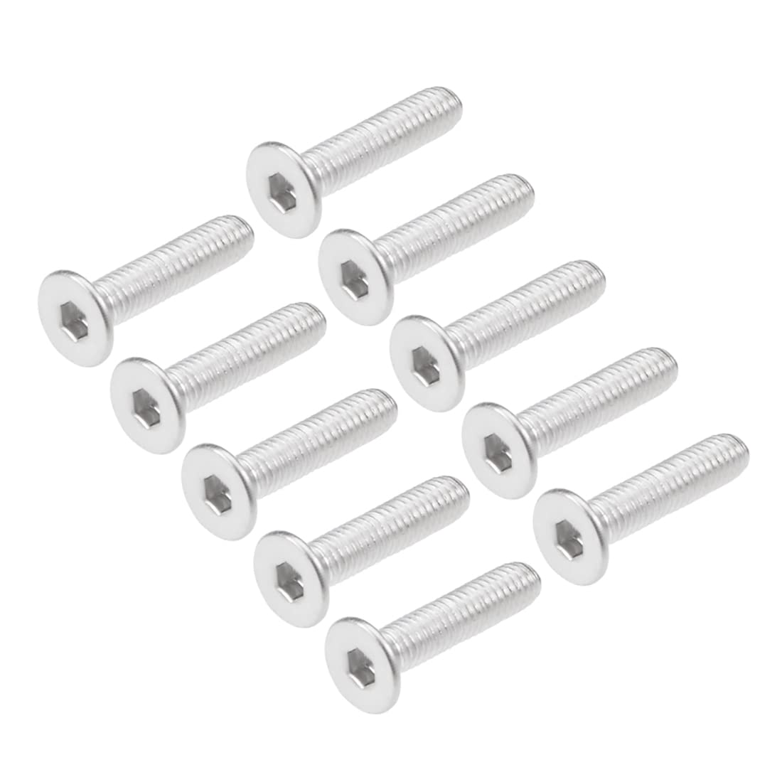 sourcing map M3x12mm Flat Head Machine Screws Inner Hex Screw 304 Stainless Steel Fasteners Bolts 40Pcs