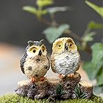Datingday Garden Ornament Decor Miniature Fairy Owl Desktop Decor Crafts Bonsai Animals Microlandschaft Pack of 2