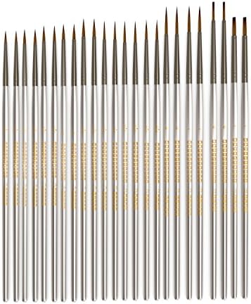 Detail Paint Brush (Set of 24) - Artistrove Miniature Art Brushes for Fine Detailing & Art Painting | Media: Acrylic, Watercolor, Oil | Perfect for Miniatures, Models, Figurines, Nail & More