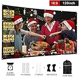 Foldable Projector Screen, AGM 16:9 HD 120inch Portable Front & Rear Projection Movies Screen for Home Theater Outdoor Indoor Classroom Training (120inch Polyester)