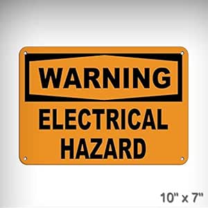 Señal de advertencia de peligro eléctrico con placa de metal de