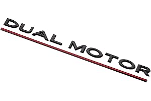 KEIVIWO Dual Motor Emblem Sticker for Tesla Model 3 Model Y, ABS Underline Badge Letters Sticker for Car Rear Trunk Compatible with Tesla Model 3/Y/S/X Decals Decorative Accessories (Black & Red)