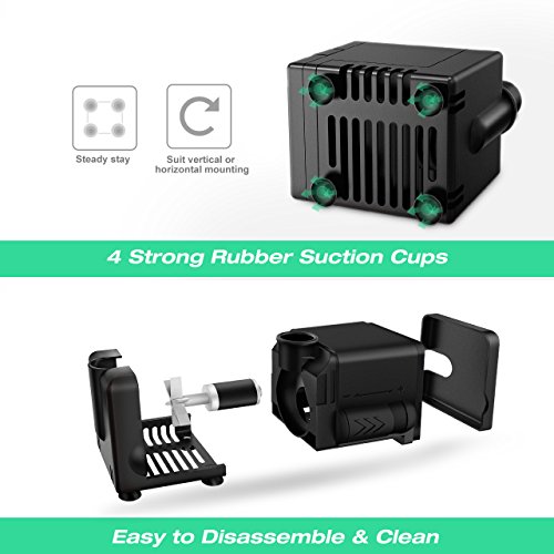 image for Homasy 120 GPH(450L/H) Submersible Water Pump 6.5W Fountain Detachable