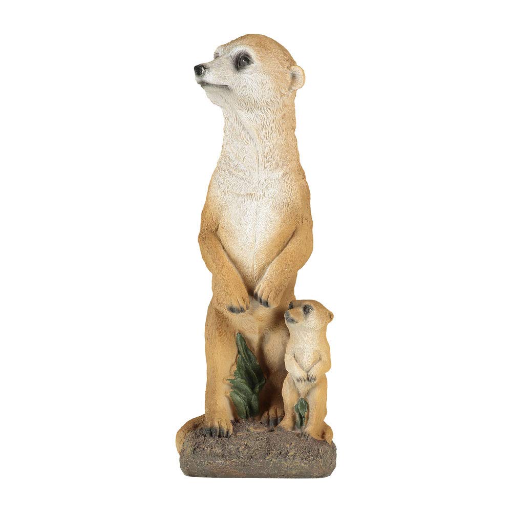 1PLUS Garden Statue Meerkat With Baby, Made Of Synthetic Resin