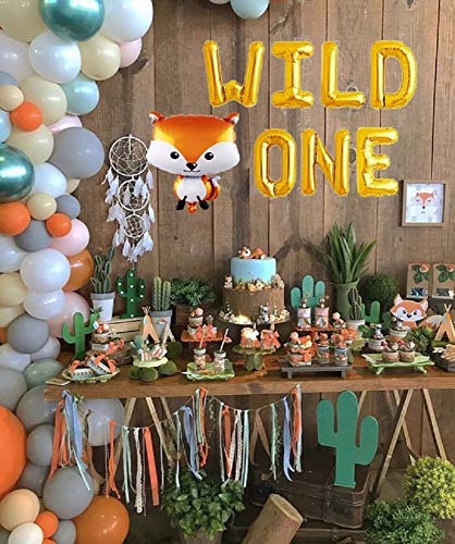 LaVenty Set of 5 Wild One Balloons Woodland Party Supplies Animal Birthday Balloons Woodland Animals Banner Forest Animal Friends Themed Balloons Woodland Animals Baby Shower Birthday Party Decorations - Thumbnail 5