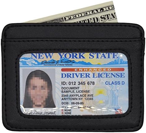 Mens Genuine Leather RFID Blocking Front Pocket Slim Card Case Wallet Black