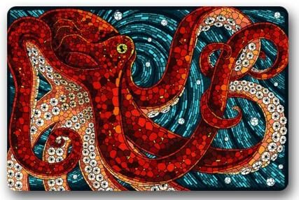 Octopus in the oceans Large Doormat Neoprene Backing Non Slip Outdoor Indoor Bathroom Kitchen Decor Rug Mat Welcome Doormat