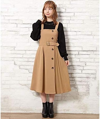 Amazon イング Ingni サイドボタンプリーツ切替ジャンスカ キャメル M ワンピース チュニック 通販