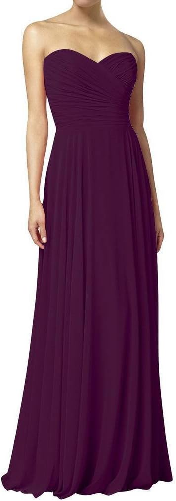HWAN Bridesmaid Dress Evening Gowns Womens A Line Sweetheart Long Chiffon