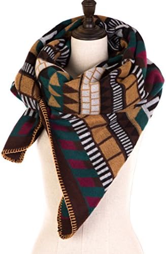 eUty Unisex-Adult Autumn Winter Soft Stripe Lattice Scarf, White/Black, One Size