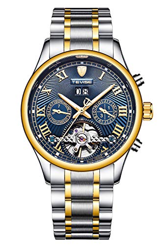 STONE Mens Watch,Fashion Gold Stainless Steel Automatic Mechanical Watch with Date Calender Green Dial STONE Mens Watch,Fashion Gold Stainless Steel Automatic Mechanical Watch with Date Calender Green Dial