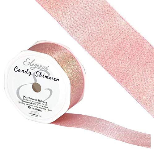 Eleganza Candy Shimmer Ribbon, Iridescent Blush, 38mm