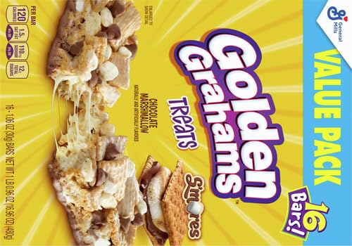 GOLDEN GRAHAMS CEREAL TREAT BARS, S’MORES, SNACK BARS, VALUE PACK, 16 CT, 16.96 OZ