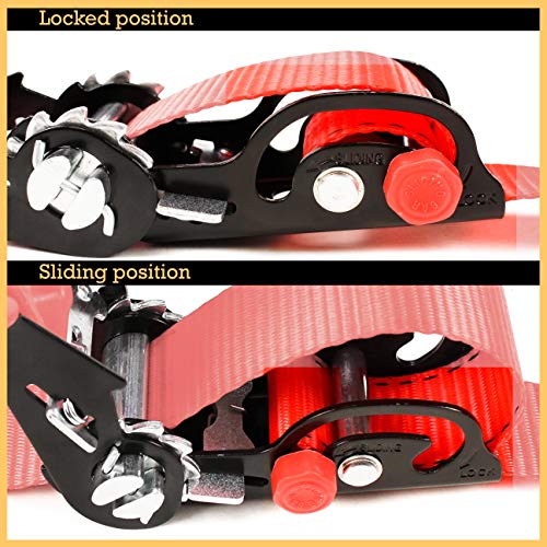 1.25" x 8' Easy Slide Ratchet TieDown Straps w/SHooks 2 Ultimate