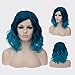 TopWigy Blue Wig, Short Colored Wigs Aqua Blue Bob Curly Wavy Wig for Women Halloween Cosplay Beach Wave Teal Wig Synthetic Heat Resistant Costume Party Hair Blue Drag Queen Wigs 16 Inches